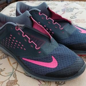 Nike Gray and Pink Lite Run 2 Athletic Shoes